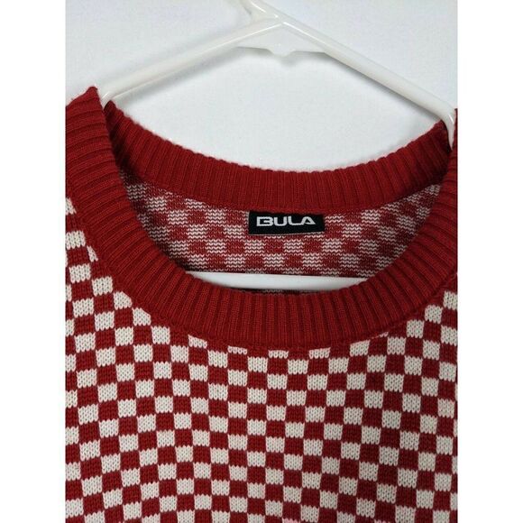 Bula Women's ski sweater Holiday wool jumper Red and white snowflakes SZ L - Picture 3 of 6